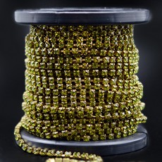 Corrente de Strass reciosa® Olivine com Base sem Banho SS12 = 3mm