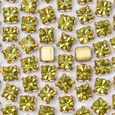 Engrampado Ouro Velho Strass LDI Olivine SS12 = 3mm