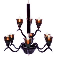 Lustre de Murano Burg Preto 6+3 Lâmpadas Sistema de Montagem Convencional Níquel