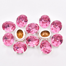 Engrampado Prateado Oval Preciosa Rose 12x10mm