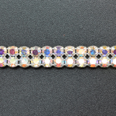 Cordao Fio de Strass 2 Fios LDI Cristal Aurora Boreal SS19  4,4mm