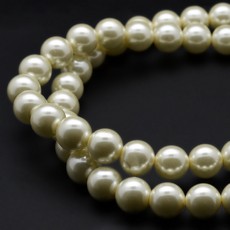 Pérola de Vidro em Fio Creme 14mm