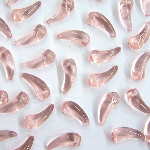 Contas de Murano Folha Dentinho Transparente Rosa 70110 6x16mm