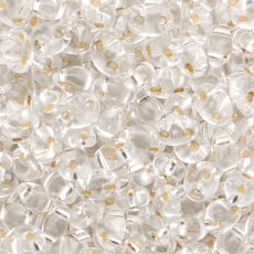 Miçanga Twin/ Super Duo Jablonex Prata Transparente 78102 2,5x5mm