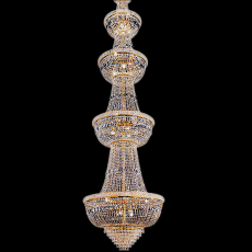 Lustre de Cristal Imperio Osaka Cristal Transparente Diametro 85 cm  29 Lampadas Sistema de Montagem Convencional Dourado