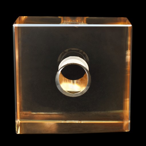 Cubo Box Lapidado art. 34 LDI 120 Cristal Honey Dourado 35x35x20mm