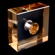 Cubo Box Lapidado art. 34 LDI 120 Cristal Honey Dourado 35x35x20mm