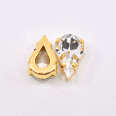 Engrampado Supreme Dourado Gota Cristal 13x7,8mm