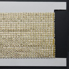Corrente de Strass Dourado Preciosa® Cristal com Base Metal SS8 = 2,4mm
