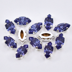 Engrampado Prateado Navete Preciosa Tanzanite 8x4mm