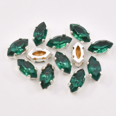 Engrampado Prateado Navete Preciosa Emerald 6x3mm