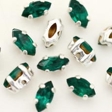 Engrampado Prateado Navete Preciosa Emerald 6x3mm