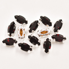 Engrampado Prateado Navete Preciosa Garnet 6x3mm