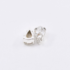 Engrampado Supreme Prateado Gota Cristal 10x6mm