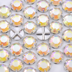 Engrampado Prateado Chaton Rose Collection Cristal Aurora Boreal SS40 = 8,35mm