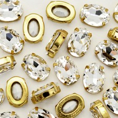 Engrampado Dourado Oval  Supreme Cristal 18x13mm