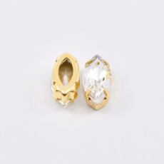 Engrampado Supreme Dourado Navete Cristal 15x7mm