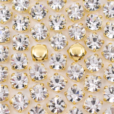 Engrampado Dourado Strass  Supreme Cristal SS16 = 3,80mm