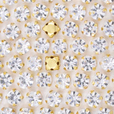 Engrampado Dourado Strass  Supreme Cristal SS38 = 8-00mm
