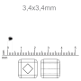 Vidrilhos Jablonex Quadrado Prata Transparente 78102 3,4x3,4mm