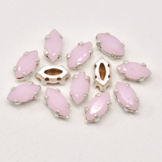 Engrampado Prateado Navete Preciosa Rose Alabaster 8x4mm
