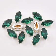 Engrampado Prateado Navete Preciosa Emerald 8x4mm