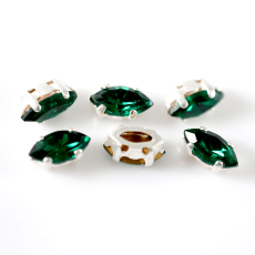 Engrampado Prateado Navete Preciosa Emerald 8x4mm