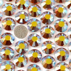 Strass Chaton Base Reta (Com Cola) Preciosa Topaz Aurora Boreal SS20 = 4,6mm