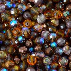 Contas de Cristal Mix Marrom Terra 8mm