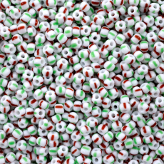 Micanga Jablonex Branco 2 Tiras Vermelhas e 2 Tira Verdes Rajada Fosco 03950 90  2,6mm