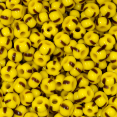 Miçanga Jablonex Amarelo 4 Tiras Marrom Rajada Fosco 83170 5/0 = 4,6mm