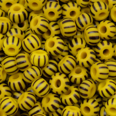 Miçanga Jablonex Amarelo 10 Tiras Pretas Rajada Fosco 83501 2/0 = 6,1mm