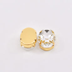 Engrampado Dourado Oval Supreme Cristal 18x13mm