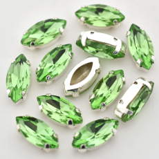 Engrampado Prateado Navete Supreme Peridot 10x5mm