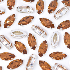 Engrampado Supreme Prateado Navete Smoked Topaz 15x7mm
