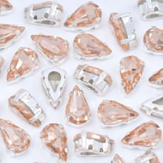 Engrampado Supreme Prateado Gota Peach 10x6mm