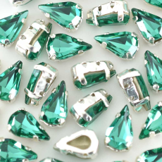 Engrampado Prateado Gota Supreme Emerald 10x6mm