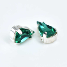 Engrampado Níquel Gota Supreme Emerald 10x6mm