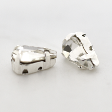 Engrampado Supreme Prateado Gota Cristal 10x6mm