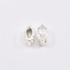 Engrampado Supreme Prateado Navete Cristal 15x7mm
