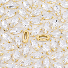 Engrampado Dourado Navete Supreme Cristal 15x7mm