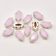 Engrampado Prateado Navete Preciosa Rose Alabaster 6x3mm