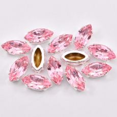 Engrampado Prateado Navete Preciosa Light Rose 10x5mm