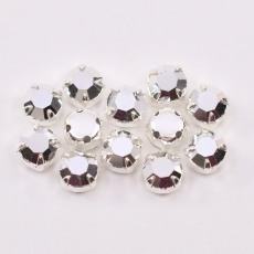 Engrampado Prateado Strass Preciosa Prata Cristal Labrador SS30 = 6,4mm