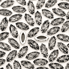 Engrampado Supreme Prateado Navete Black Diamond 10x5mm