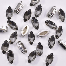 Engrampado Supreme Prateado Navete Black Diamond 10x5mm
