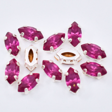 Engrampado Prateado Navete Preciosa Fuchsia 8x4mm