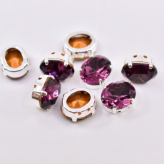 Engrampado Oval Prateado Preciosa Ametista 12x10mm