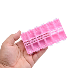 Caixa Organizadora Transparente com Base Pink com 12 Divisorias 13,0x6,9x1,4 cm