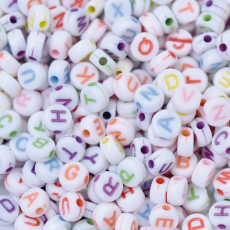 Miçanga Letra Branco Colorido Neon 7x4mm